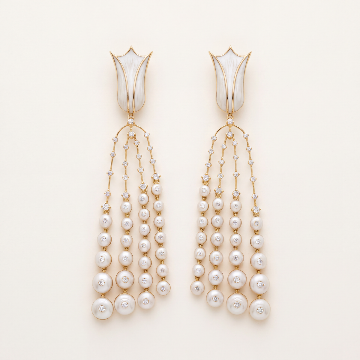 The Lotus Waterfall Earrings flatlay