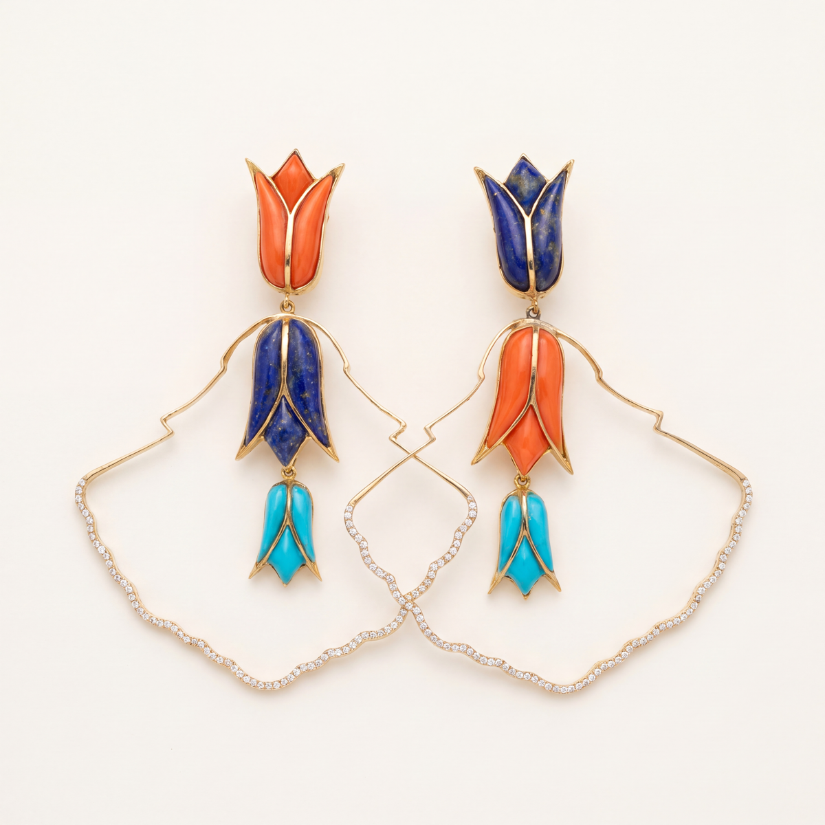 The Lotus Portal Earrings flatlay